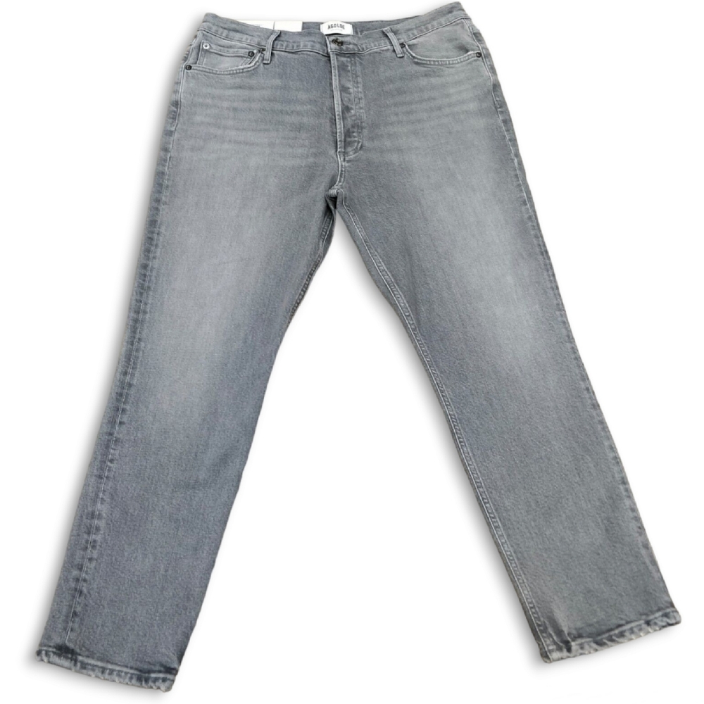 $168 NEW Agolde Nico High Rise Jeans Button Fly Chime Gray Denim 26.25 L Size 32